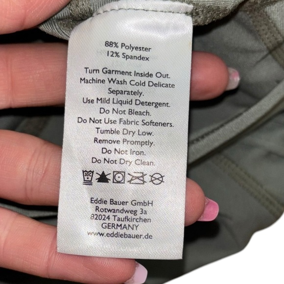 Eddie Bauer Ribbed Moto Olive Green Crop Leggings Women’s M Hiking Outdoor Pants - Picture 2 of 12